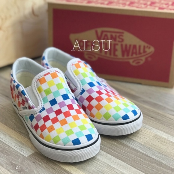 Vans Other - VANS Classic Slip On Checkerboard Rainbow Kid’s